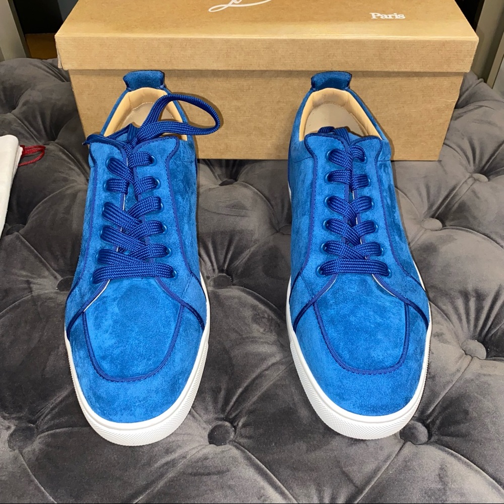 SOLD New Men’s Size 43 Christian Louboutin Rantulow Blue Low Top Sneakers - Picture 2 of 6